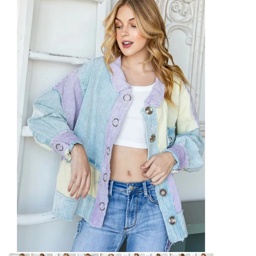 ❤️ Oli & Hali “ Cami “ Oli and Hali Corduroy Pastel Color Block Jacket 36